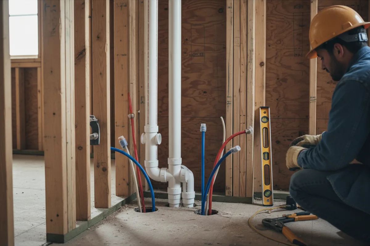 Drain and supply rough-in during Leak Detection in Piermont