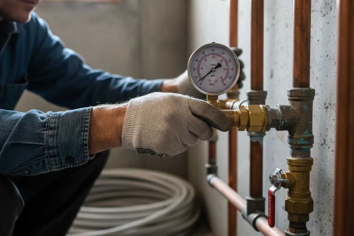 Pressure testing a repaired line during Water Line Repair in Piermont
